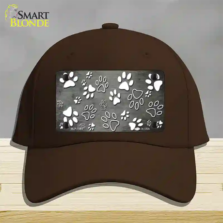 Gray White Paw Oil Rubbed Novelty License Plate Hat Cotton / Dark Brown