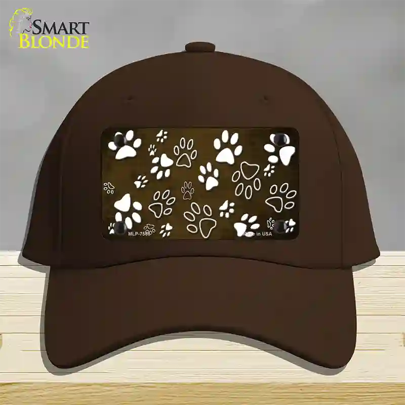 Brown White Paw Oil Rubbed Novelty License Plate Hat Cotton / Dark Brown