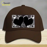 Paw Heart Black White Novelty License Plate Hat Cotton / Dark Brown