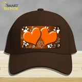 Paw Heart Orange White Novelty License Plate Hat Cotton / Dark Brown