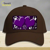 Paw Heart Purple White Novelty License Plate Hat Cotton / Dark Brown