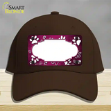 Paw Scallop Pink White Novelty License Plate Hat Cotton / Dark Brown