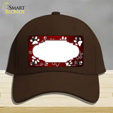 Paw Scallop Red White Novelty License Plate Hat Cotton / Dark Brown