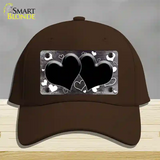 Black White Love Hearts Oil Rubbed Novelty License Plate Hat Cotton / Dark Brown