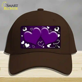 Purple White Love Hearts Oil Rubbed Novelty License Plate Hat Cotton / Dark Brown