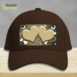 Gold White Love Hearts Oil Rubbed Novelty License Plate Hat Cotton / Dark Brown