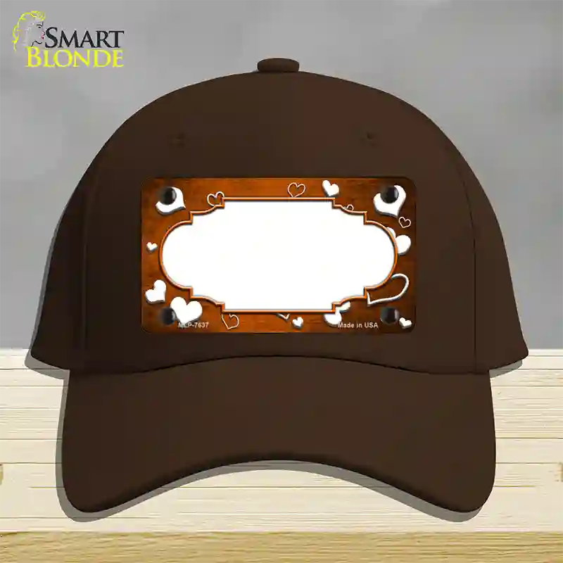 Orange White Love Scallop Oil Rubbed Novelty License Plate Hat Cotton / Dark Brown