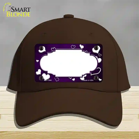 Purple White Love Scallop Oil Rubbed Novelty License Plate Hat Cotton / Dark Brown