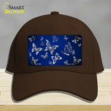 Blue White Butterfly Oil Rubbed Novelty License Plate Hat Cotton / Dark Brown