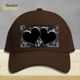 Black White Hearts Butterfly Oil Rubbed Novelty License Plate Hat Cotton / Dark Brown