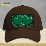 Green White Hearts Butterfly Oil Rubbed Novelty License Plate Hat Cotton / Dark Brown