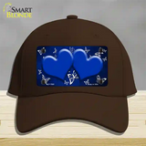 Blue White Hearts Butterfly Oil Rubbed Novelty License Plate Hat Cotton / Dark Brown