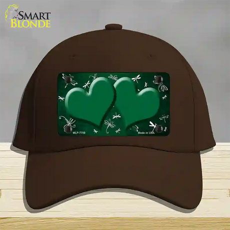 Green White Dragonfly Hearts Oil Rubbed Novelty License Plate Hat Cotton / Dark Brown