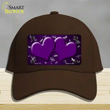 Purple White Dragonfly Hearts Oil Rubbed Novelty License Plate Hat Cotton / Dark Brown