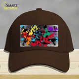 Black White Splatter Oil Rubbed Novelty License Plate Hat Cotton / Dark Brown