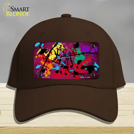 Pink Splatter Oil Rubbed Novelty License Plate Hat Cotton / Dark Brown