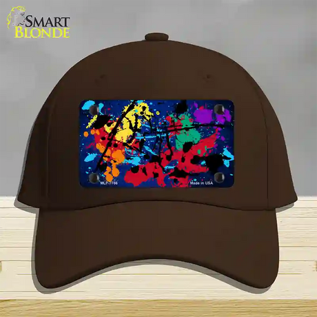 Blue Splatter Oil Rubbed Novelty License Plate Hat Cotton / Dark Brown