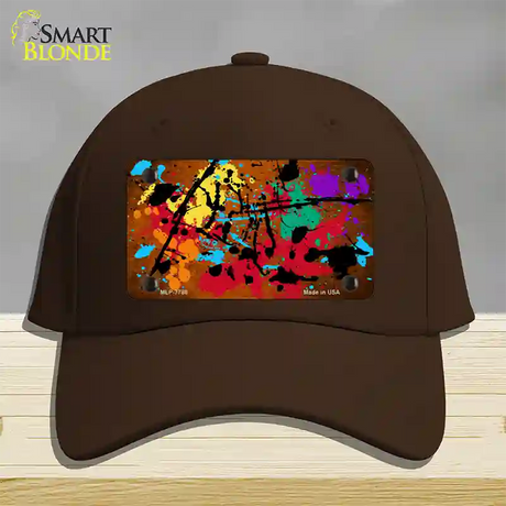 Orange Splatter Oil Rubbed Novelty License Plate Hat Cotton / Dark Brown