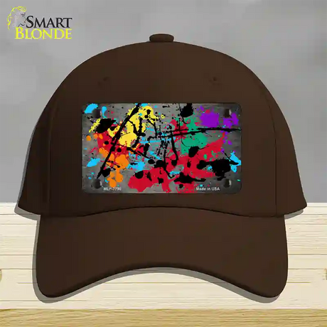 Gray Splatter Oil Rubbed Novelty License Plate Hat Cotton / Dark Brown