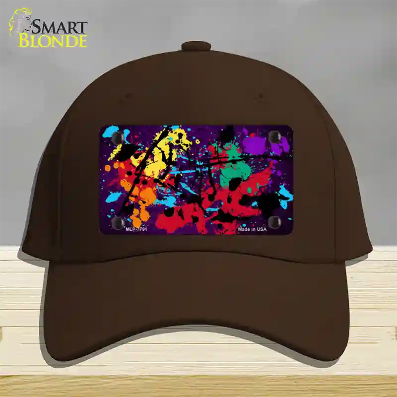 Purple Splatter Oil Rubbed Novelty License Plate Hat Cotton / Dark Brown