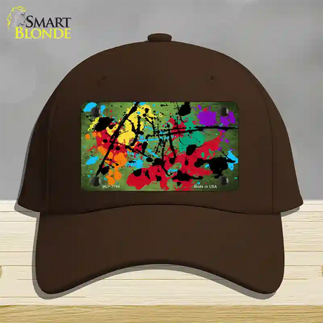 Lime Green Splatter Oil Rubbed Novelty License Plate Hat Cotton / Dark Brown