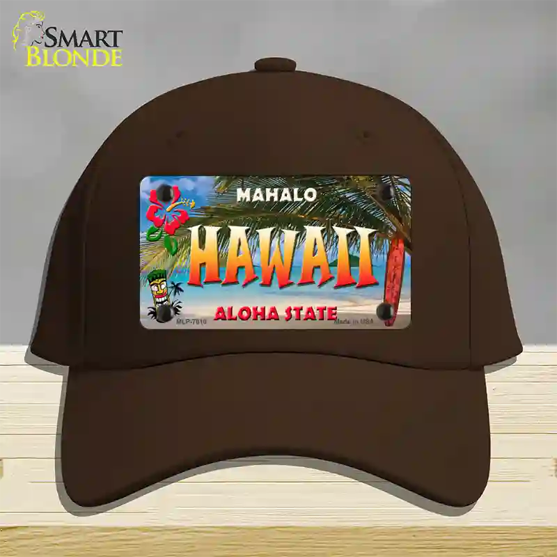 Hawaii State Novelty License Plate Hat Cotton / Dark Brown