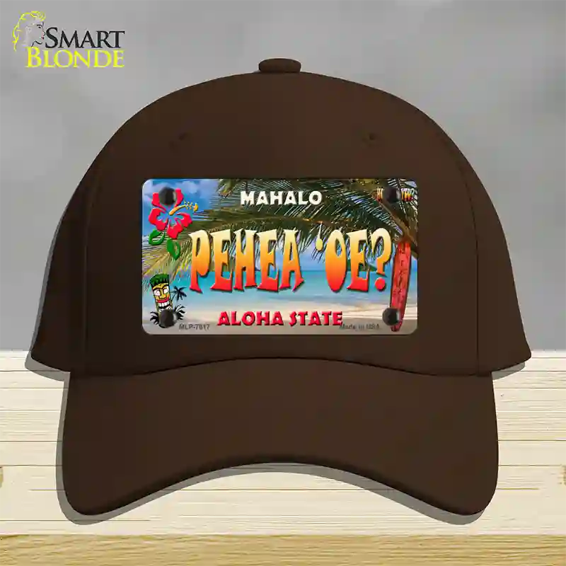 Pehea oe Hawaii State Novelty License Plate Hat Cotton / Dark Brown