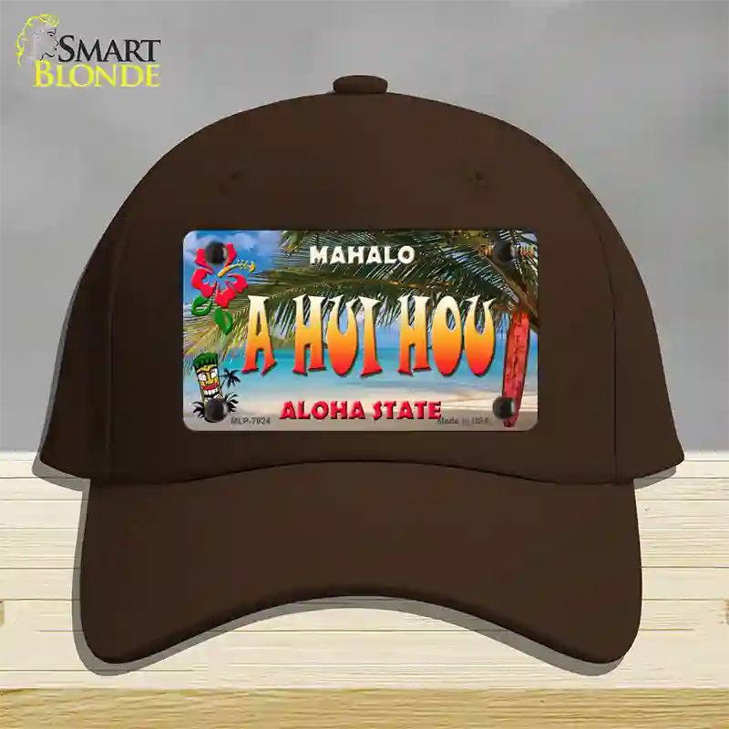 A Hui Hou Hawaii State Novelty License Plate Hat Cotton / Dark Brown