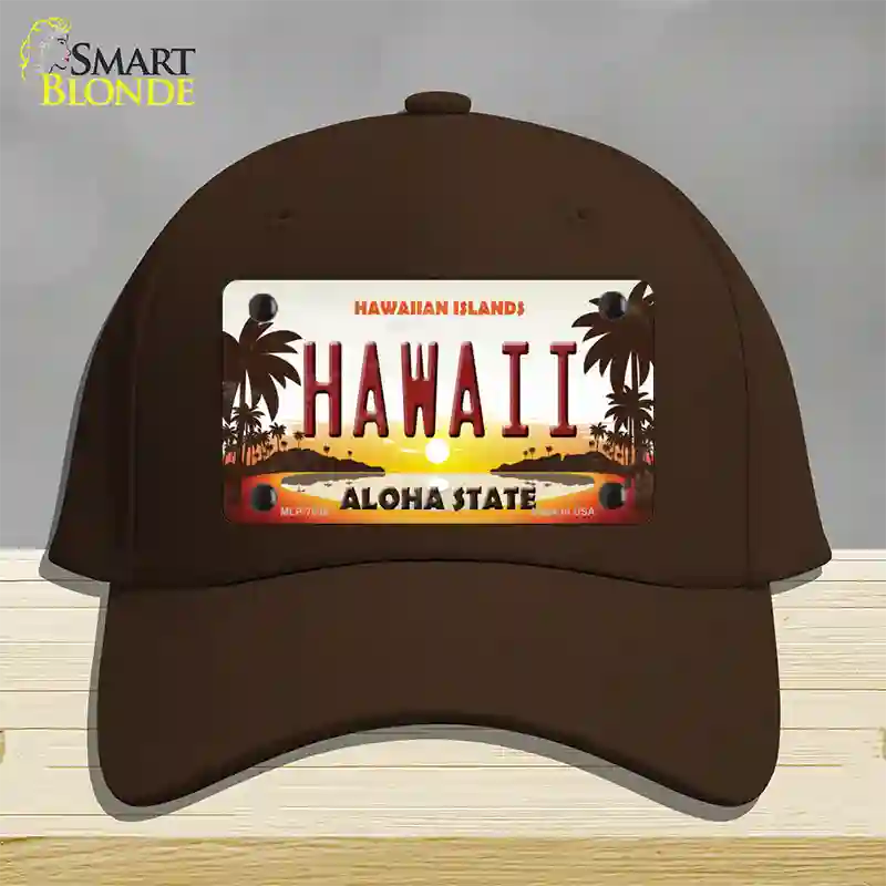 Hawaii Hawaiian Islands Novelty License Plate Hat Cotton / Dark Brown