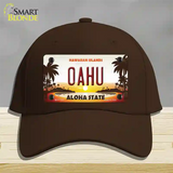 Oahu Hawaiian Islands Novelty License Plate Hat Cotton / Dark Brown