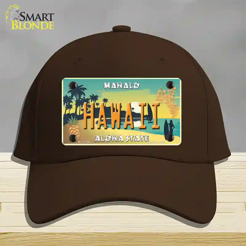 Hawaii Pineapple Novelty License Plate Hat Cotton / Dark Brown