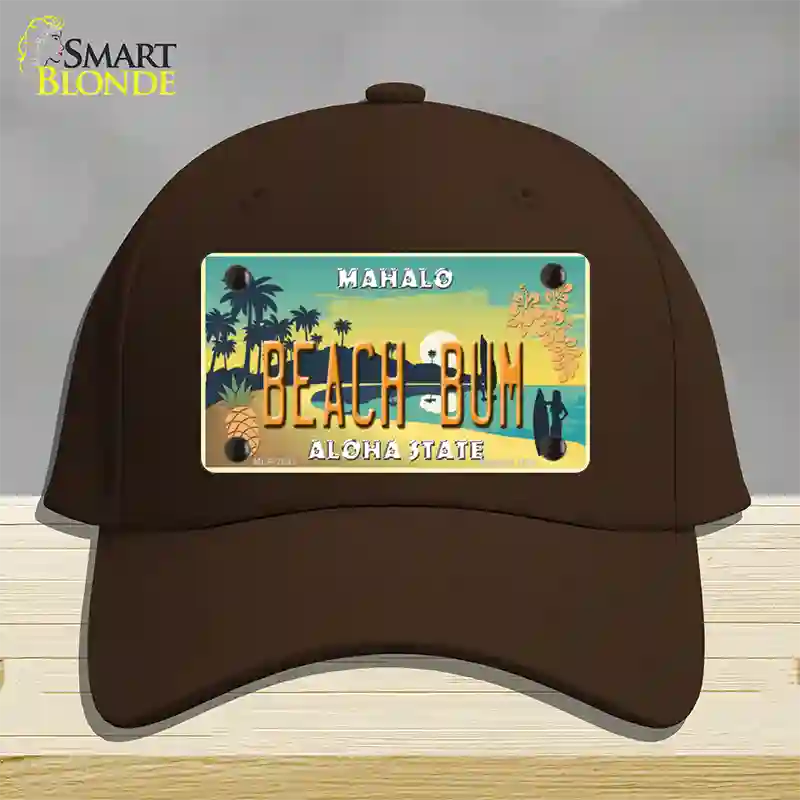 Beach Bum Hawaii Pineapple Novelty License Plate Hat Cotton / Dark Brown