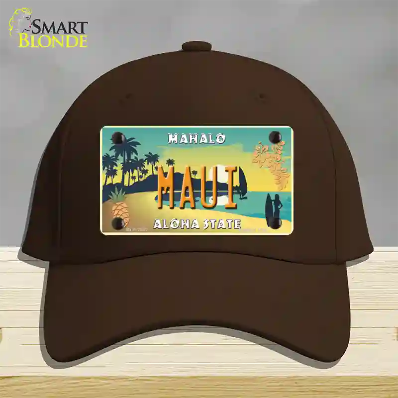 Maui Hawaii Pineapple Novelty License Plate Hat Cotton / Dark Brown