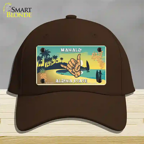 Hang Loose Hawaii Pineapple Novelty License Plate Hat Cotton / Dark Brown