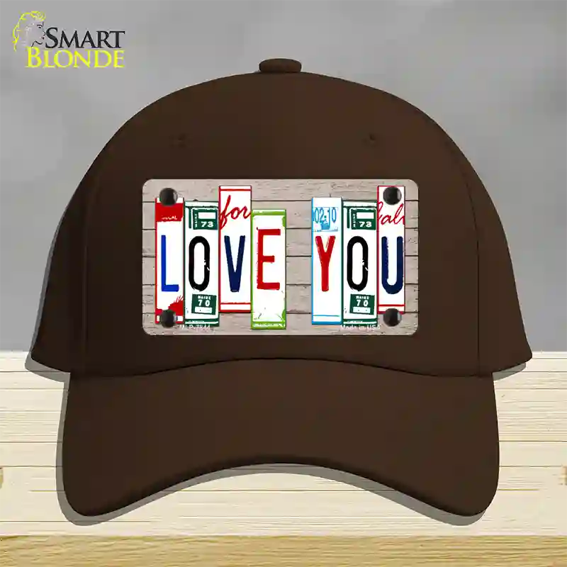 Love You License Plate Art Wood Novelty License Plate Hat Cotton / Dark Brown