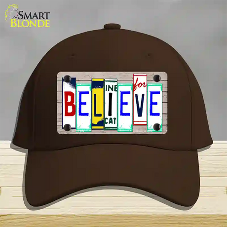 Believe License Plate Art Wood Novelty License Plate Hat Cotton / Dark Brown