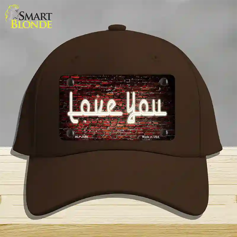 Love You On Brick Wall Novelty License Plate Hat Cotton / Dark Brown