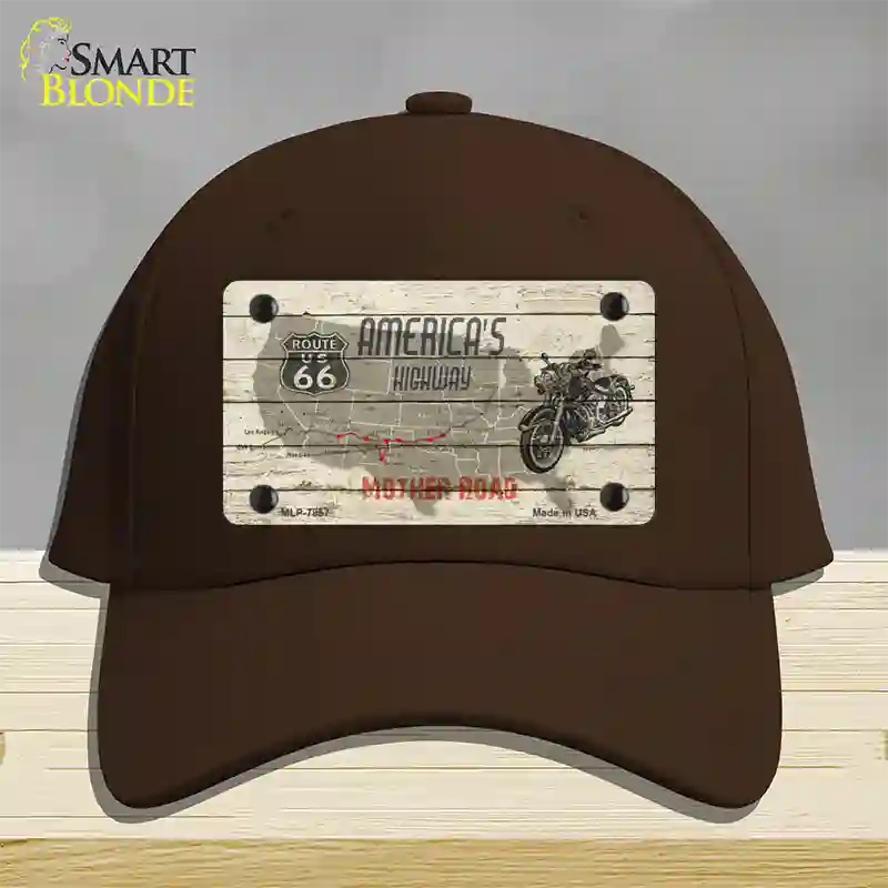 Americas Highway Route 66 Novelty License Plate Hat Cotton / Dark Brown