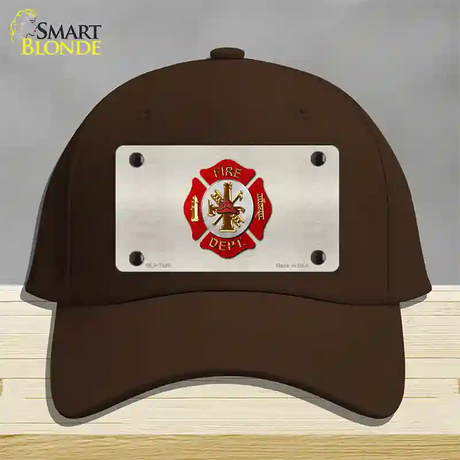 Fire Department Novelty License Plate Hat Cotton / Dark Brown