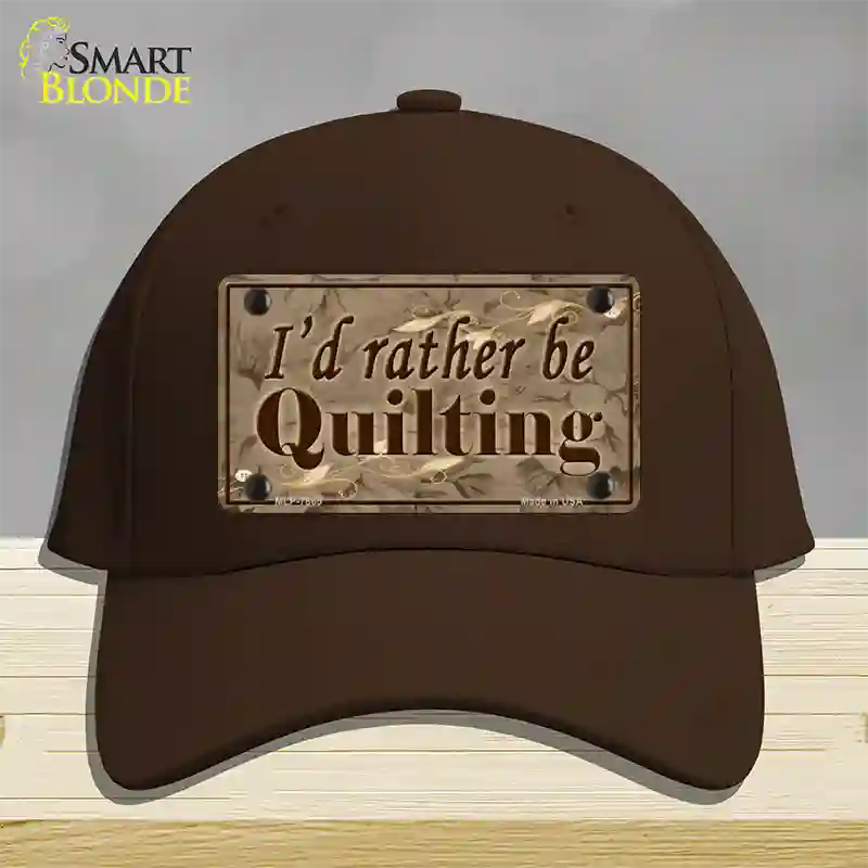 Id Rather Be Quilting Novelty License Plate Hat Cotton / Dark Brown