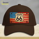 Route 66 American Flag Novelty License Plate Hat Cotton / Dark Brown