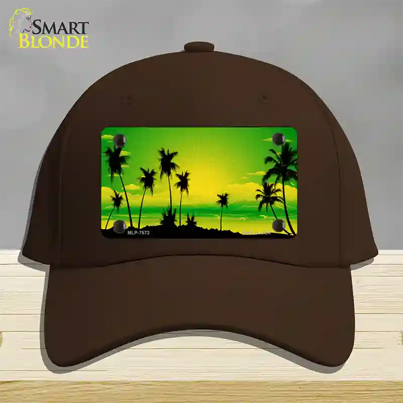 Sunset Yellow Green Novelty License Plate Hat Cotton / Dark Brown