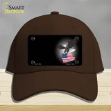 Eagle Flag Offset Novelty License Plate Hat Cotton / Dark Brown