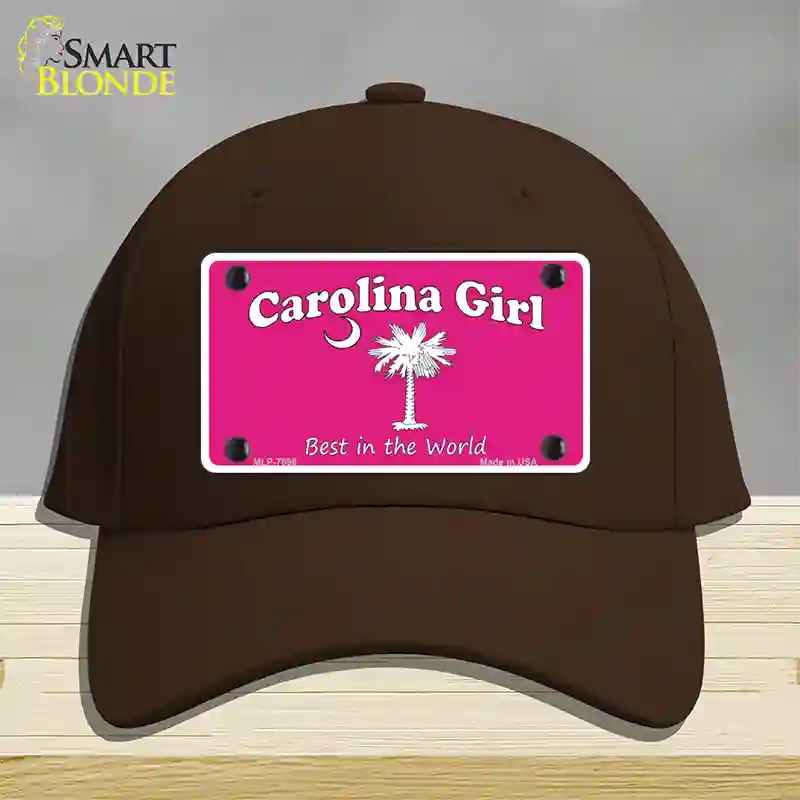 Carolina Girl Pink Novelty License Plate Hat Cotton / Dark Brown