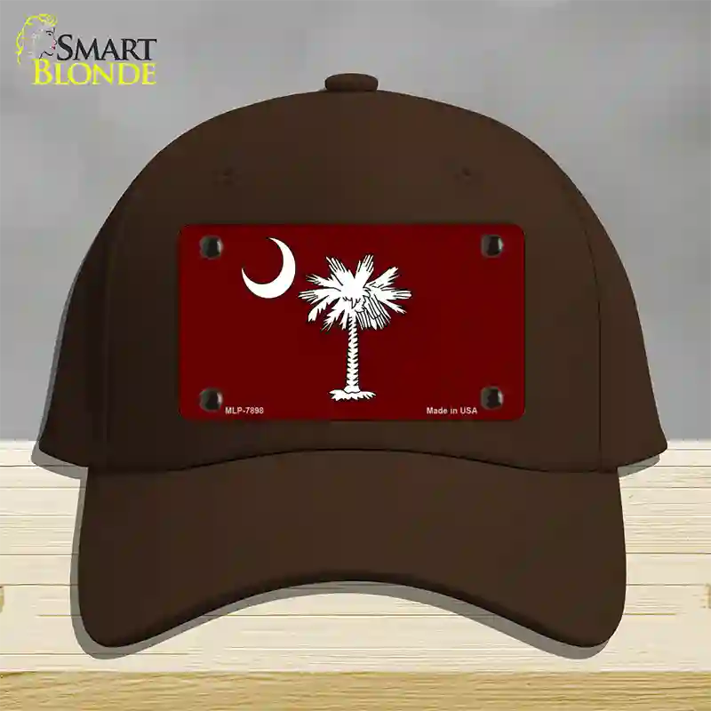 South Carolina Flag Burgundy Novelty License Plate Hat Cotton / Dark Brown