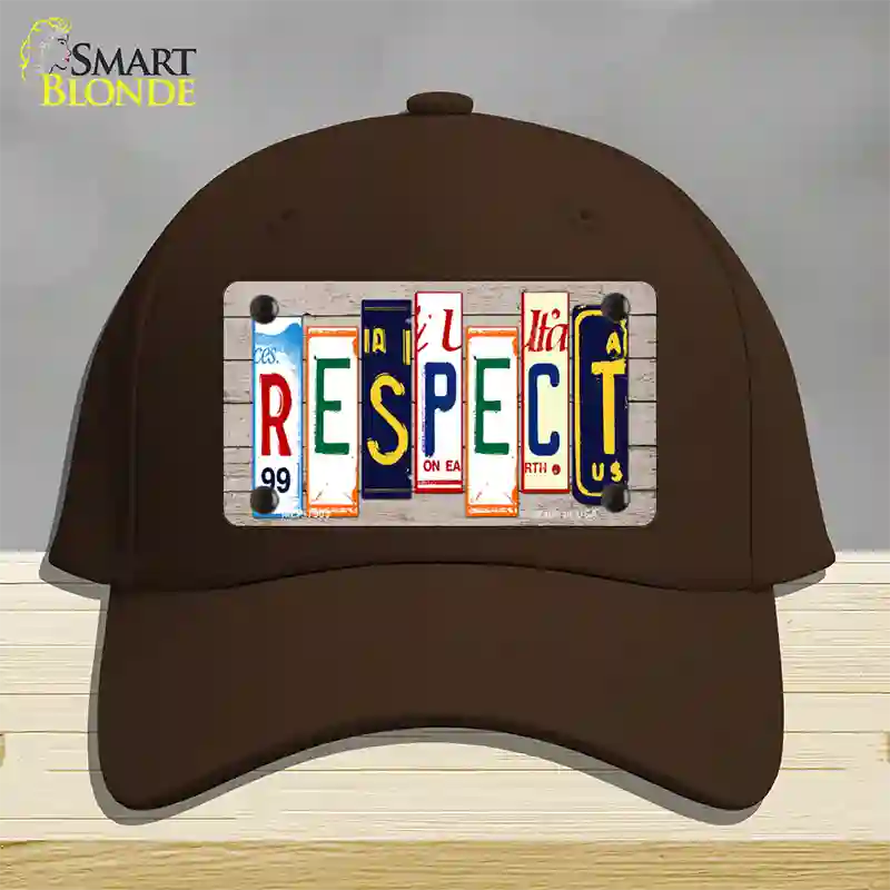 Respect Wood License Plate Art Novelty License Plate Hat Cotton / Dark Brown