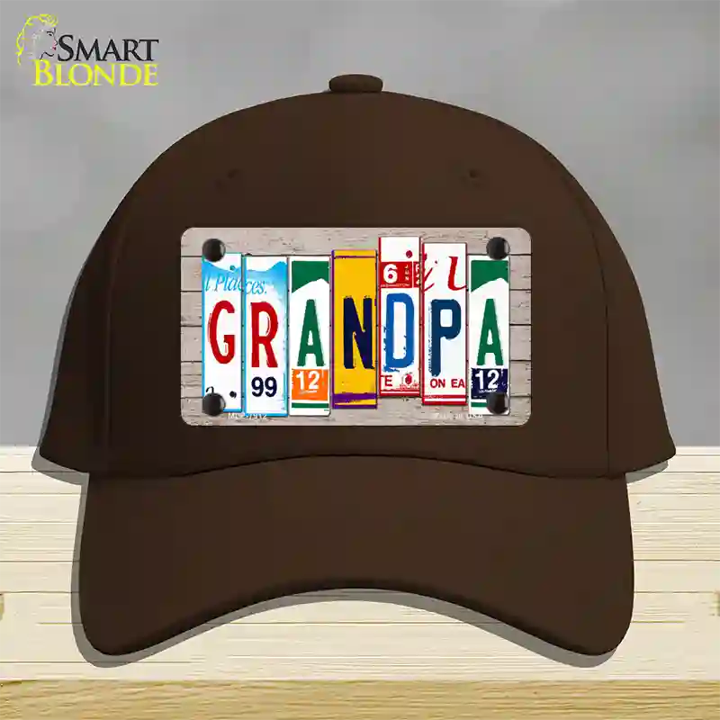 Grandpa Wood License Plate Art Novelty License Plate Hat Cotton / Dark Brown