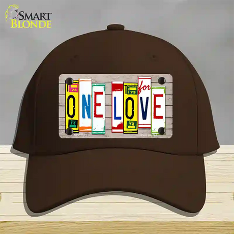 One Love Wood License Plate Art Novelty License Plate Hat Cotton / Dark Brown