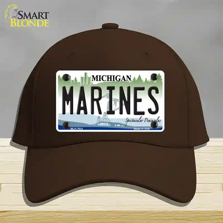 Marines Michigan Novelty License Plate Hat Cotton / Dark Brown