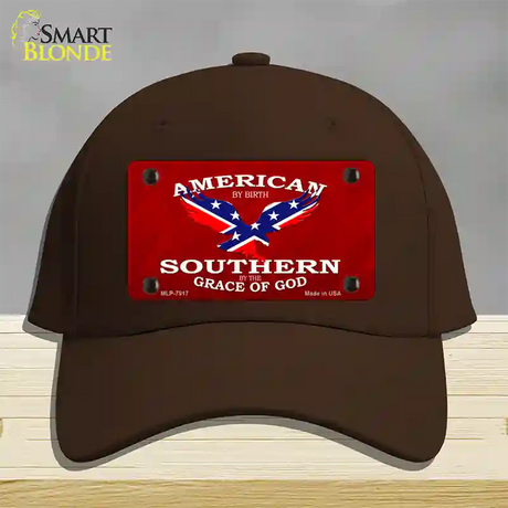 American By Birth Novelty License Plate Hat Cotton / Dark Brown